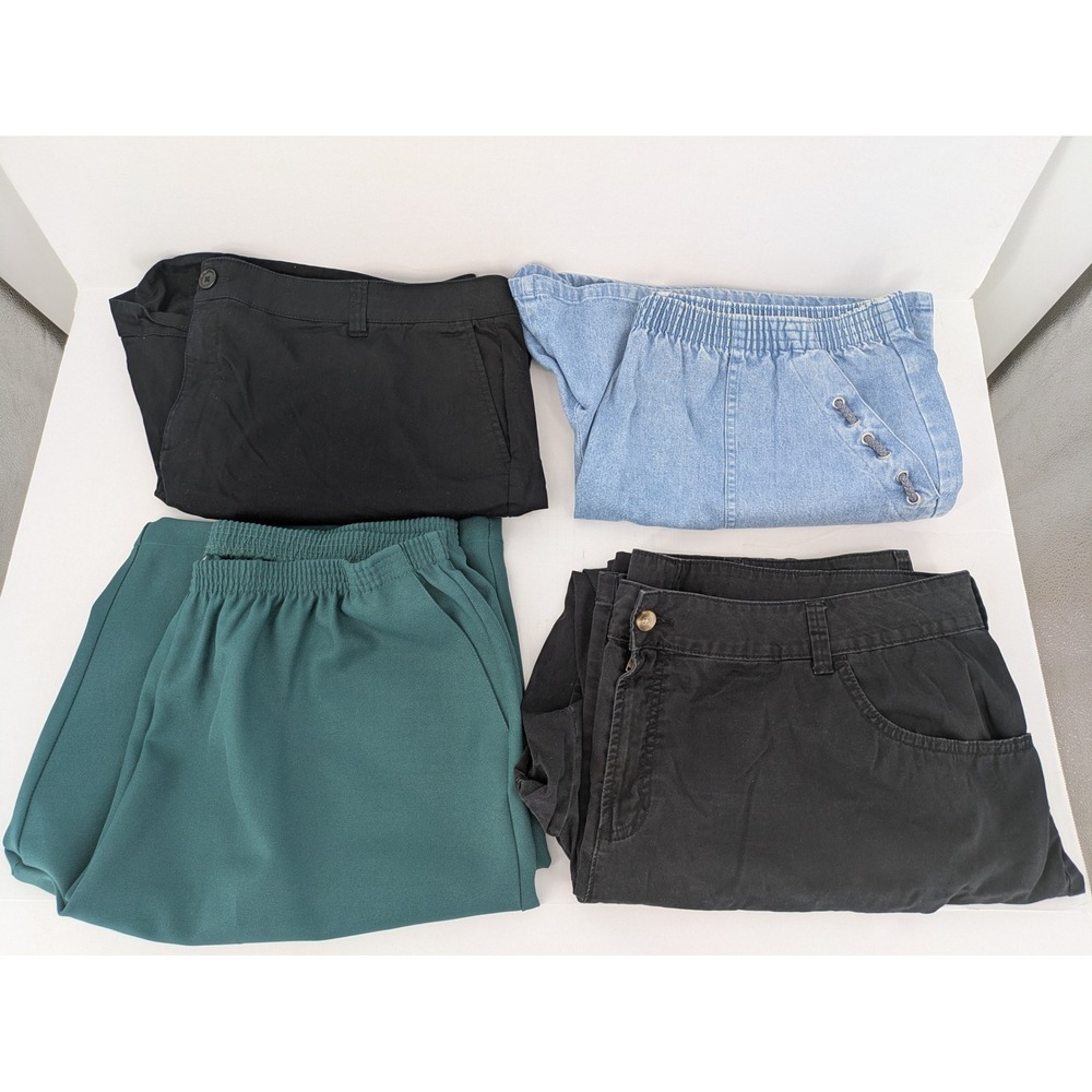 Pants Shorts Jean Bundle Womens 22 2XL Black Blue Teal Plus Size Lot 4pc Casual